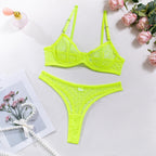 Lemon Shelliy French Swiss-Dot Sheer Lingerie & Thong Set — Shelliy Official
