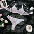Floral Mix Shelliy Coquette Ruffled-Scallop Sheer Mesh 2-Piece Lingerie Set — Shelliy Official