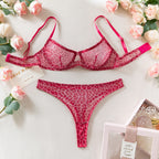 Pink Leopard Shelliy French Leopard-Print Sheer 2-Piece Lingerie & Thong Set — Shelliy Official