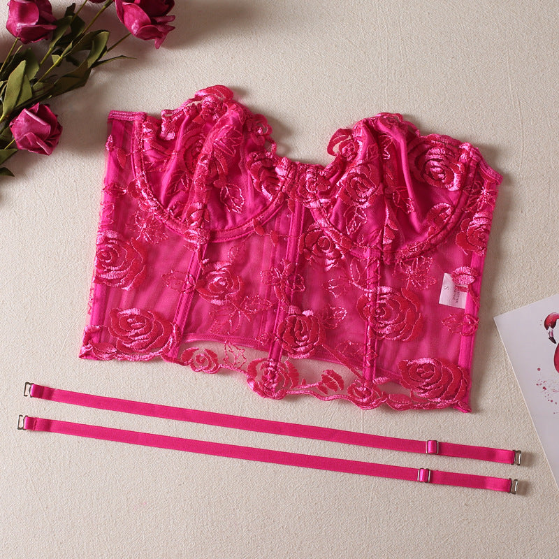 Shelliy French Boned Rose Bra Rose