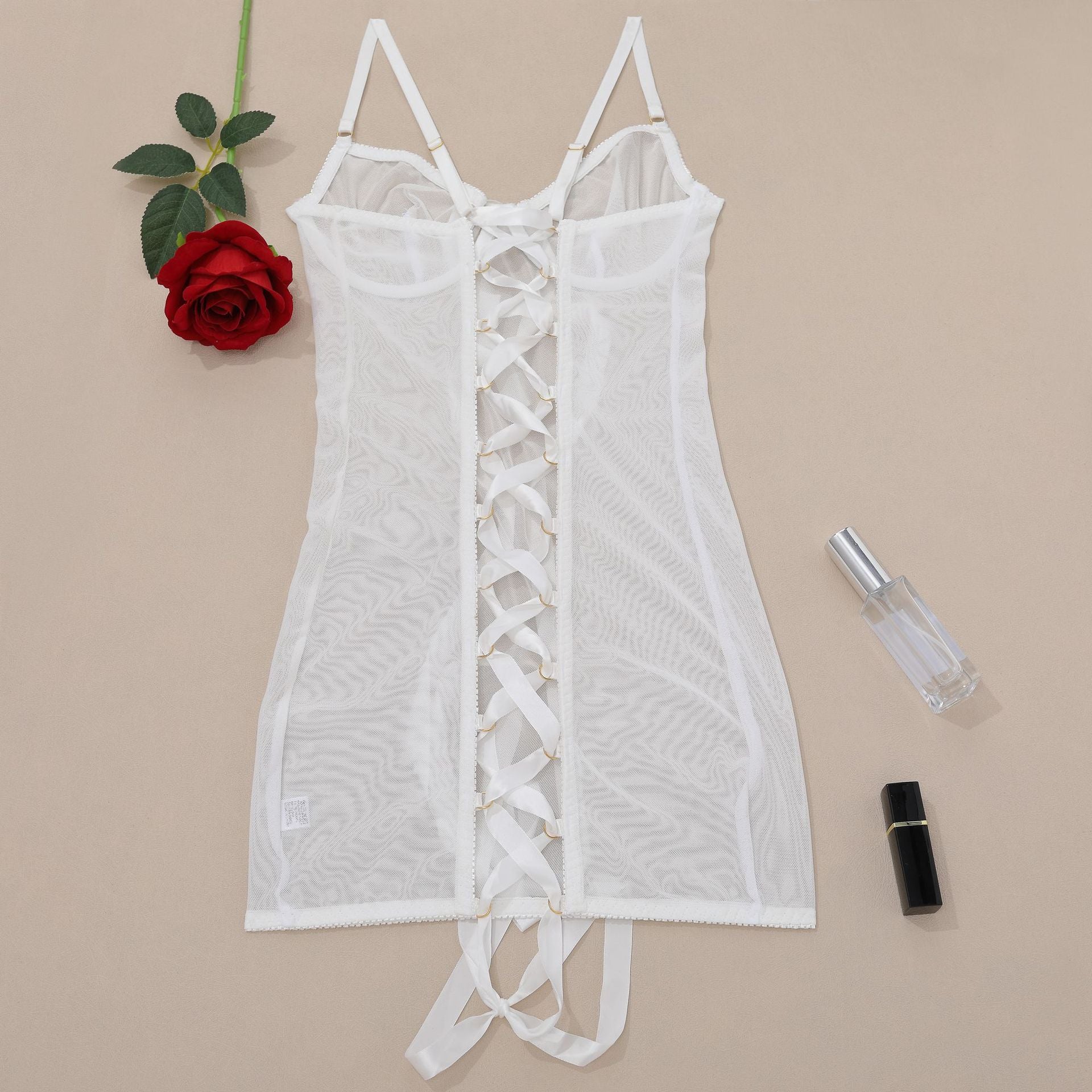 Shelliy Sheer Mesh Bodysuit - White